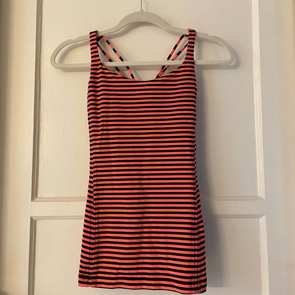 Lululemon Orange/Black Stripe Tank, size 6